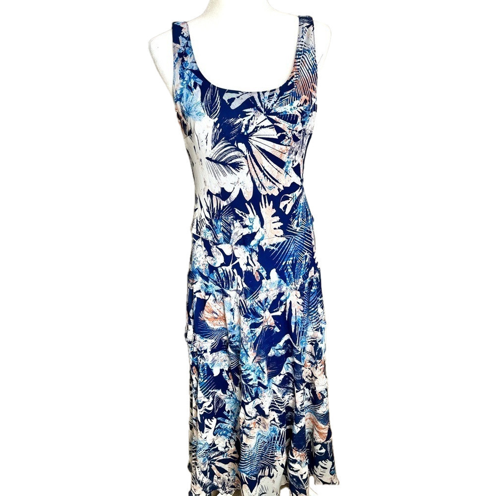 Nine West Maxi Blue and Peach Color Dress, Size 6